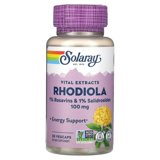 Solaray, Vital Extracts, родиола, 100 мг, 30 растительных капсул