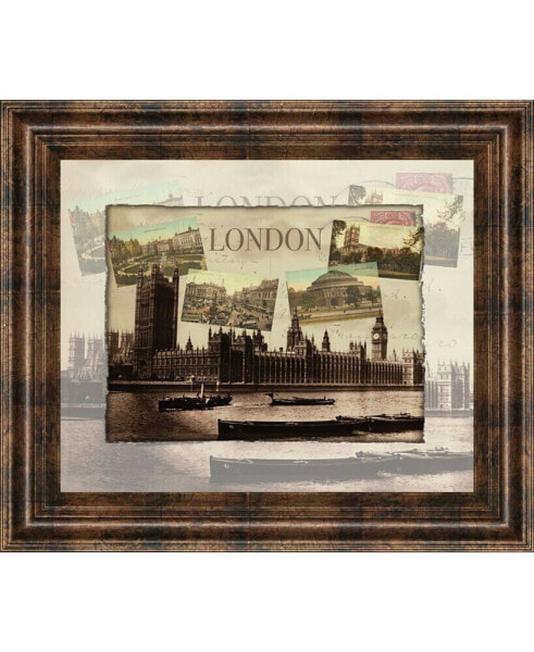 London Postcard by Framed Print Wall Art, 22" x 26"
