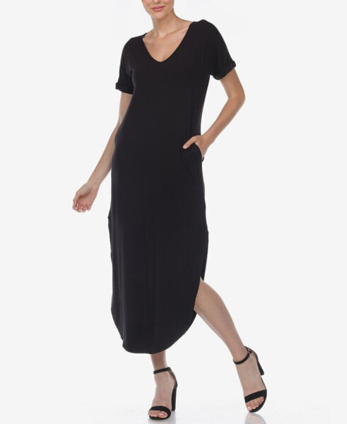 Women's Short Sleeve V-Neck Maxi Dress