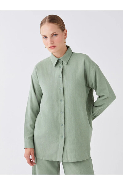 Düz Uzun Kollu Oversize Kadın Gömlek Tunik