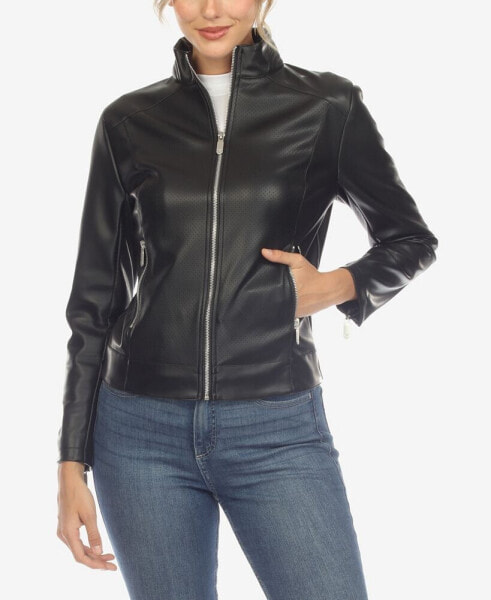 Women's Classic Biker Faux Leather Jacket