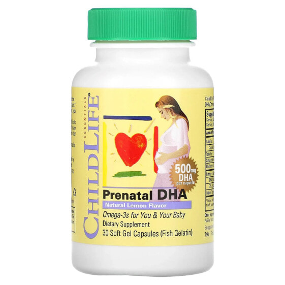 Пренатальные витамины ChildLife Essentials DHA, натуральный лимонный вкус 500 мг, 30 капсул мягких