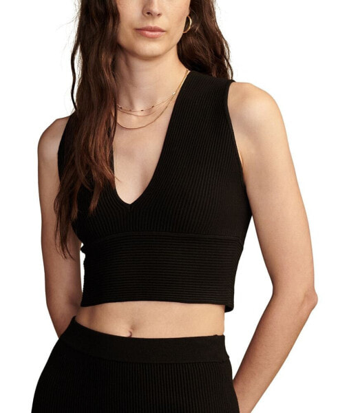 Women's Rib-Knit V-Neck Cropped Tank