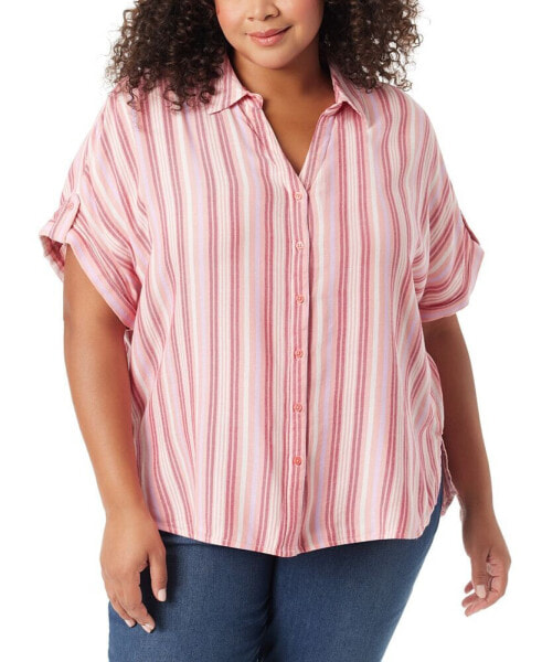 Plus Size Stripe High-Low Demi Shirt