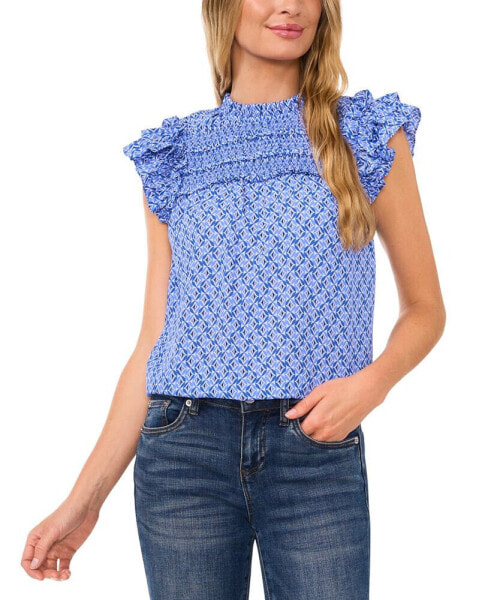 Women's Smocked Ruffle Yoke Blouse