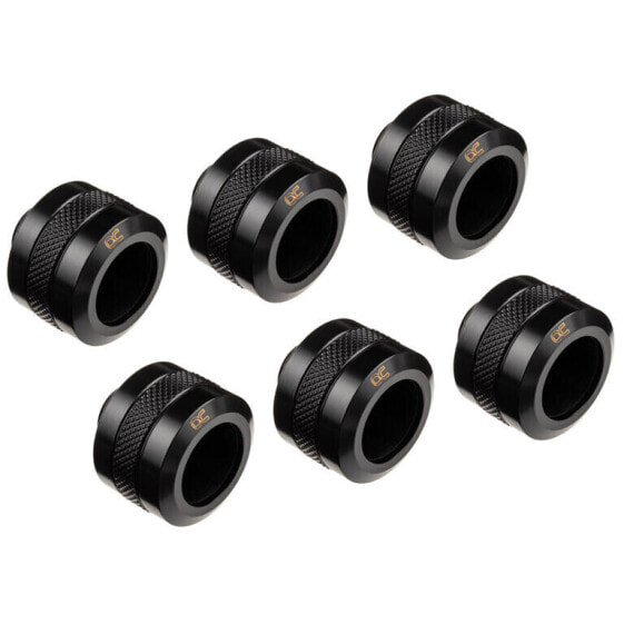 Alphacool Eiszapfen Pro Anschluss 16mm Hardtube Fitting G1/4, 6-Pack - schwarz