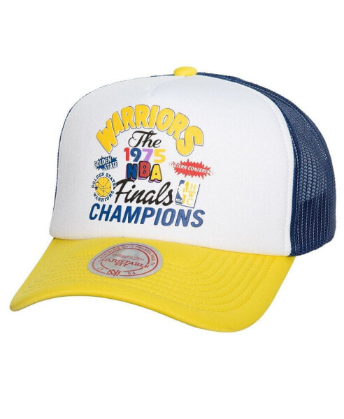 Men's White Golden State Warriors Hardwood Classics SOUL Champs Fest Trucker Adjustable Hat