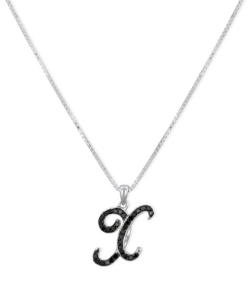 Sterling Silver Necklace, Black Diamond "X" Initial Pendant (1/4 ct. t.w.)