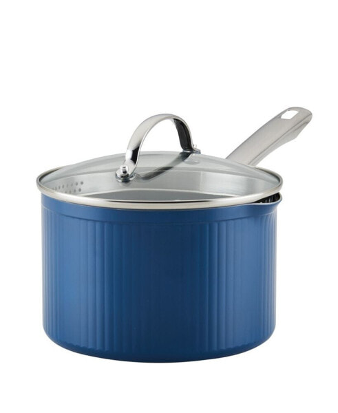 Style Aluminum 3 Quart Nonstick Straining Saucepan with Lid