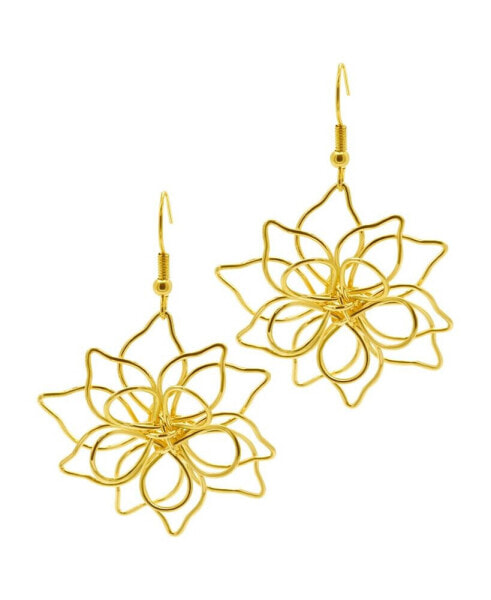 14K Gold-Plated Wire Flower Earrings
