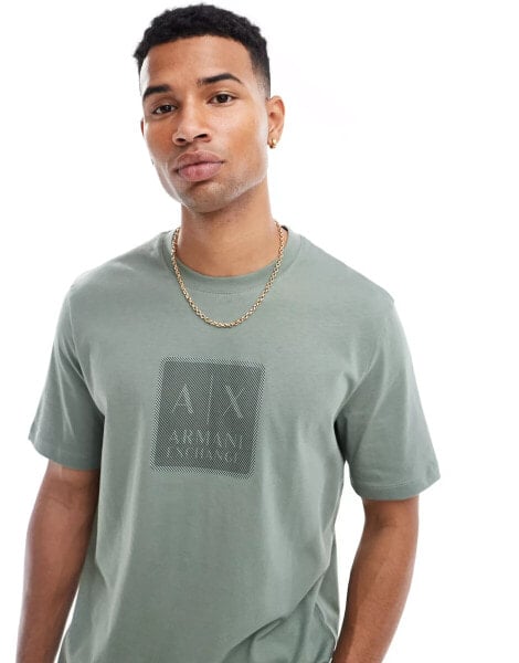 Armani Exchange t-shirt with square logo in green