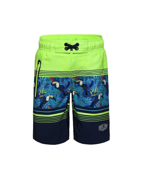 Boys 4-Way Stretch Quick Dry Board Shorts Swim Trunks with Mesh Lining UPF50+