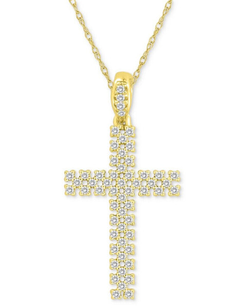 Diamond Cross 18" Pendant Necklace (1/4 ct. t.w.) in 10k Gold