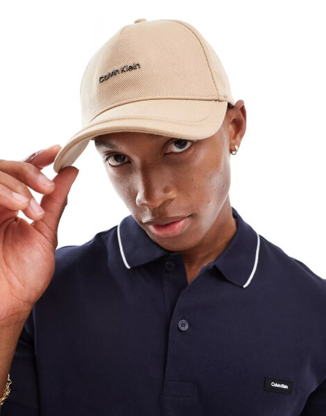 Calvin Klein small logo cap in beige