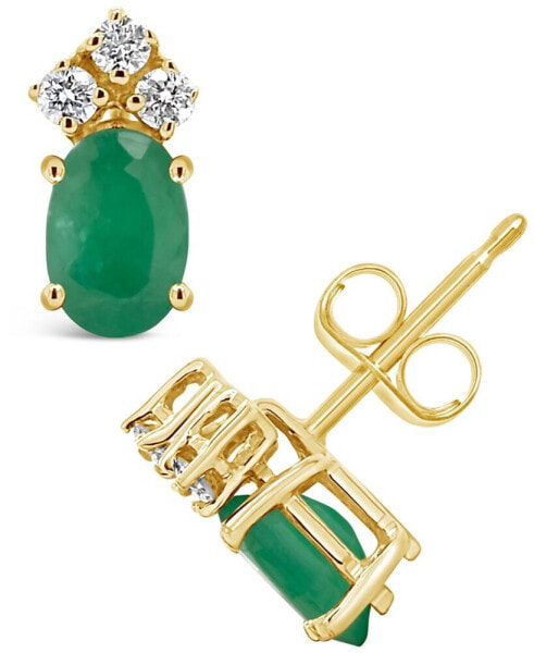 Серьги Macy's Emerald and Diamond Stud