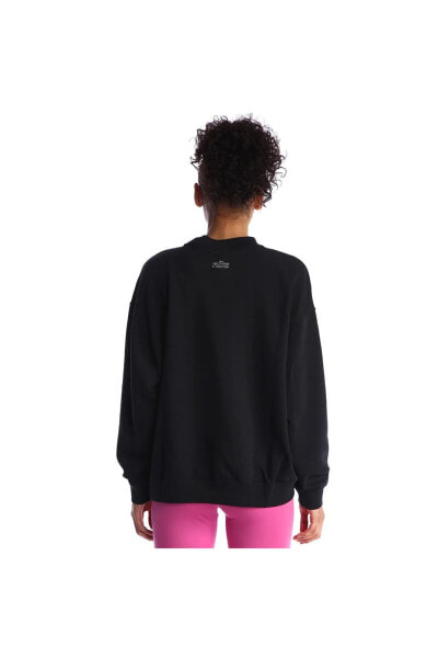 Dri-Fit Get Fit Graphic Crewneck Kadın Siyah Günlük Stil Uzun Kollu Tişört