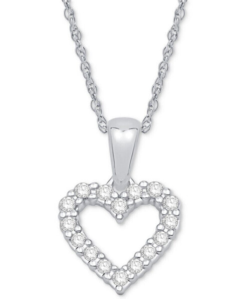 Diamond Heart Pendant Necklace in 14k White Gold (1/10 ct. t.w.)