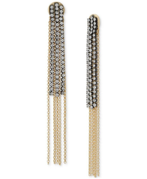 Two-Tone Crystal & Chain Fringe Statement Earrings