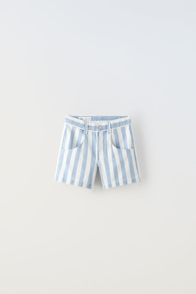 Striped denim bermuda shorts