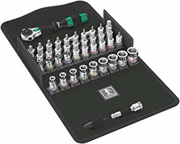 Wera 8100 SA All-in, Socket wrench set, 42 pc(s), Black,Chrome,Green, Ratchet handle, 1 pc(s), 1/4"