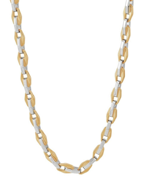 Men's Two-Tone Link 22" Chain Necklace in 18k Gold-Plated Sterling Silver & White Rhodium
