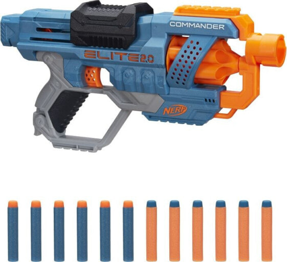 Бластер Hasbro Nerf Elite 2.0 Commander RD 6. 12 мягких патронов.  Дальность стрельбы 27 м. От 8 лет. Синий, оранжевый.
