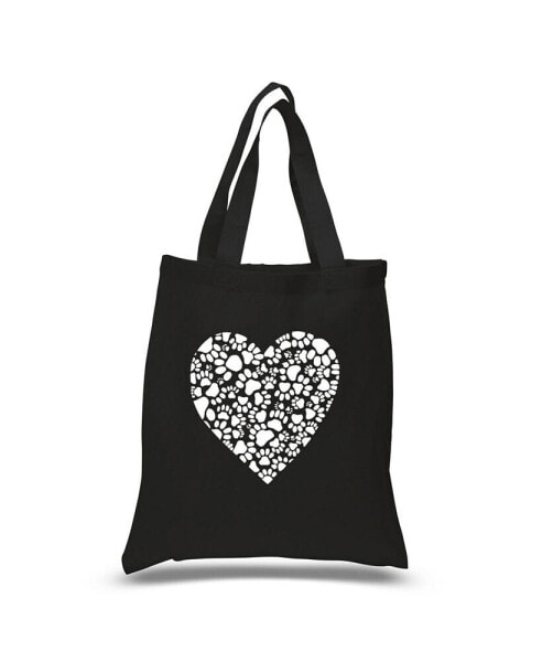Paw Prints Heart - Small Word Art Tote Bag