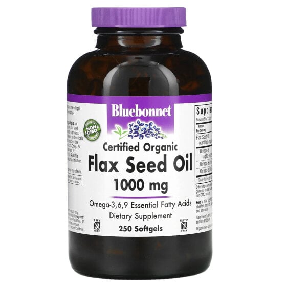 Витаминный комплекс Bluebonnet Nutrition Органическое масло льна, 1 000 мг, 250 капсул