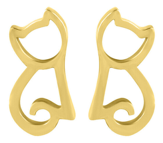 Modern gold-plated cat earrings