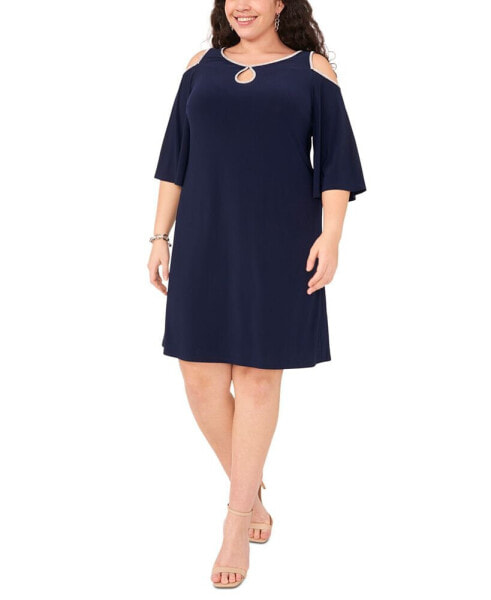 Plus Size Embellished Cold-Shoulder Dress