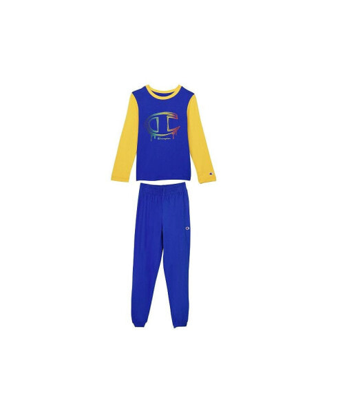 Little Boys Colorblocked Long Sleeves T-shirt and Jersey Pants, 2 Piece Set