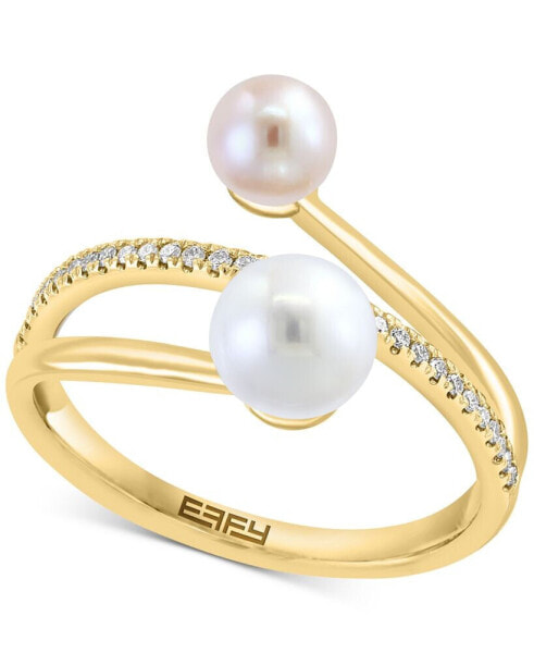 EFFY® Freshwater Pearl (5-6mm) & Diamond (1/10 ct. t.w.) Coil Ring in 14k Gold