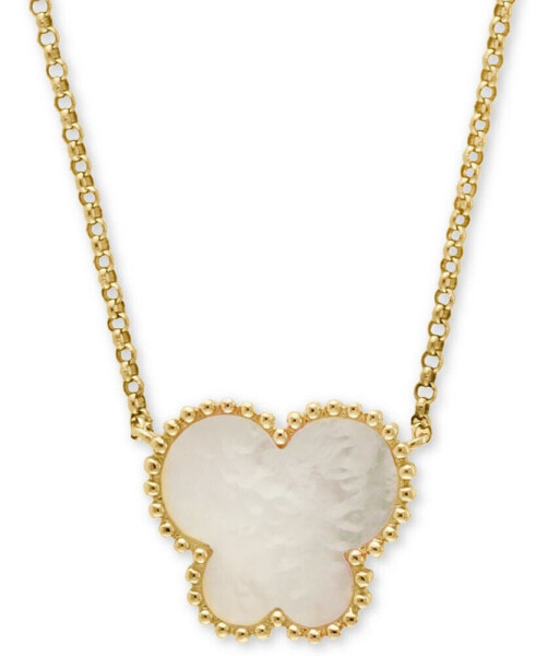 EFFY® Mother-of-Pearl Butterfly 18" Pendant Necklace in 14k Yellow Gold