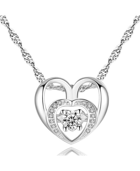 Hollywood Sensation double Heart Necklace with Cubic Zirconia Necklace for Women