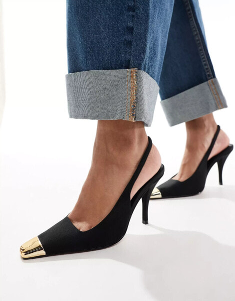 ASOS DESIGN Proud toe cap slingback heels in black