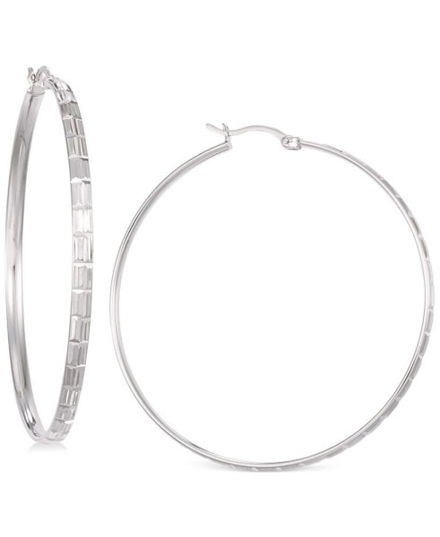 Diamond-Cut Hoop Earrings in 14K White Vermeil