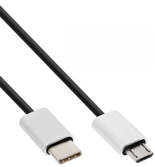 InLine 35846 USB кабель 0,5 m 2.0 USB C Micro-USB B Алюминий, Черный