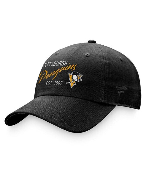 Women's Black Pittsburgh Penguins Fundamental Script Adjustable Hat