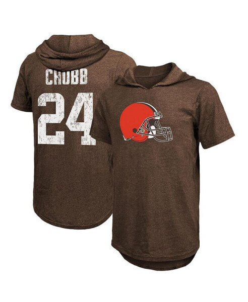 Men's Fanatics Nick Chubb Brown Cleveland Browns Player Name and Number Tri-Blend Hoodie T-shirt