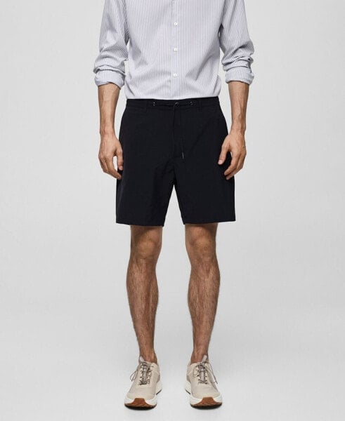 Men's Regular-Fit Drawstring Detail Bermuda Shorts