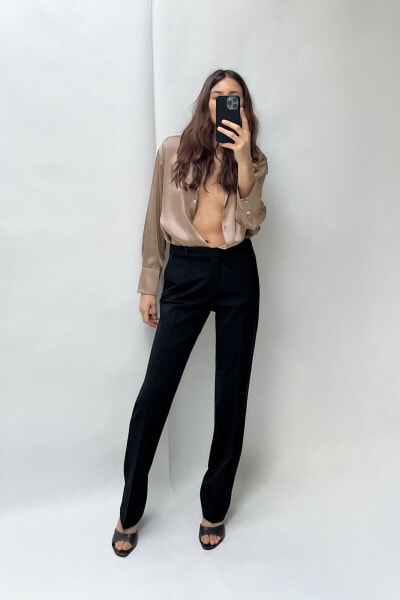 Mid-rise cropped trousers