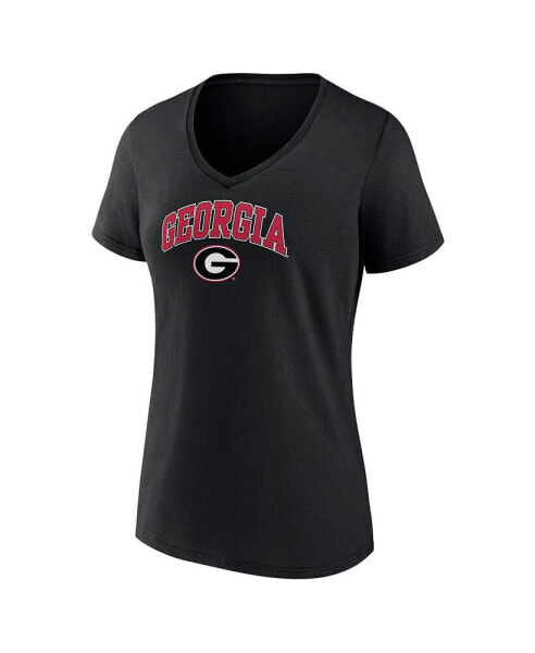 Women's Black Georgia Bulldogs Evergreen Campus V-Neck T-shirt