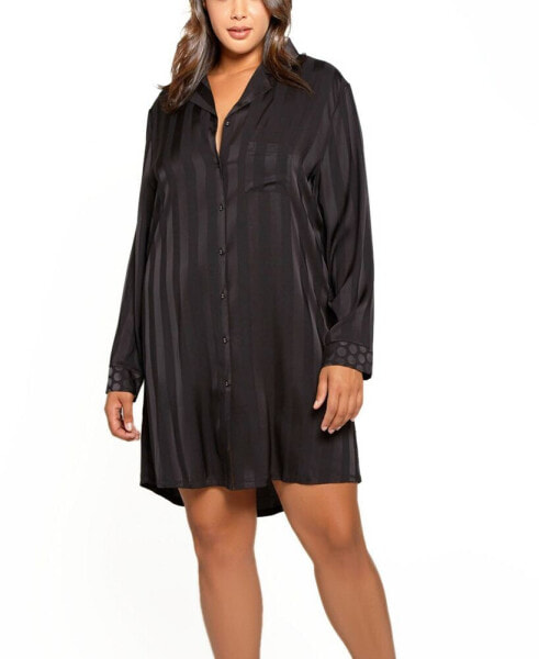 Рубашка ночного белья iCollection женская с воротником Notch Collar Oversized