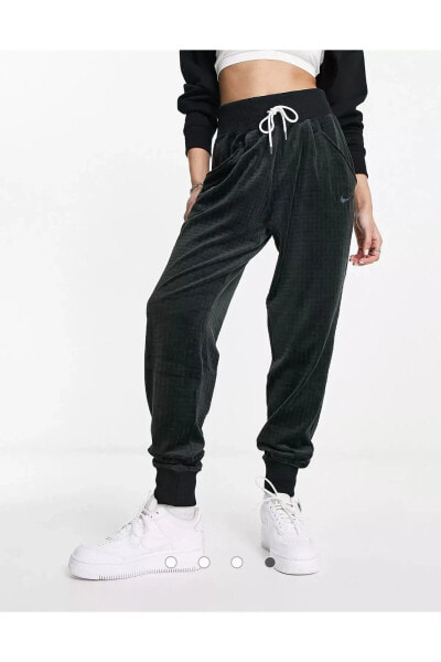 Sportswear Velour High Rise Jogger A1 Kadın Siyah Eşofman Altı