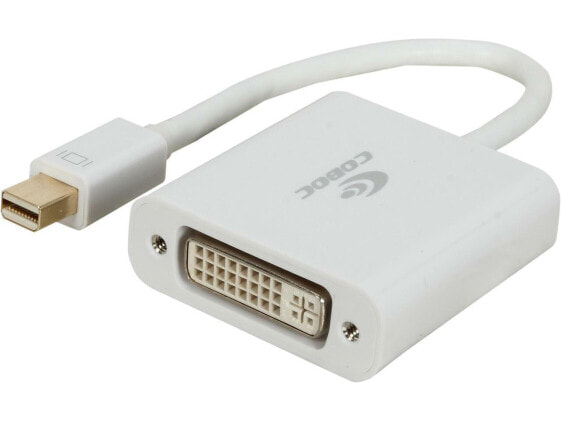 Coboc CL-AD-MDP2DVI-6-WH Mini DP DisplayPort to DVI Passive Video Adapter Conve