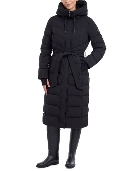 Women's Hooded Belted Puffer Coat