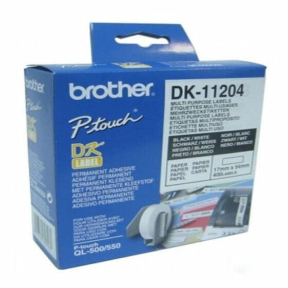 Этикетки для принтера МФУ Brother DK11204 17 x 54 mm Черный/Белый Белый