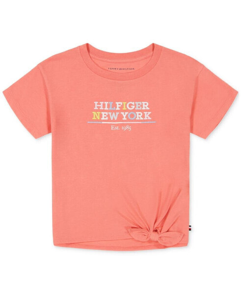 Little Girls Tie-Front Logo Graphic T-Shirt