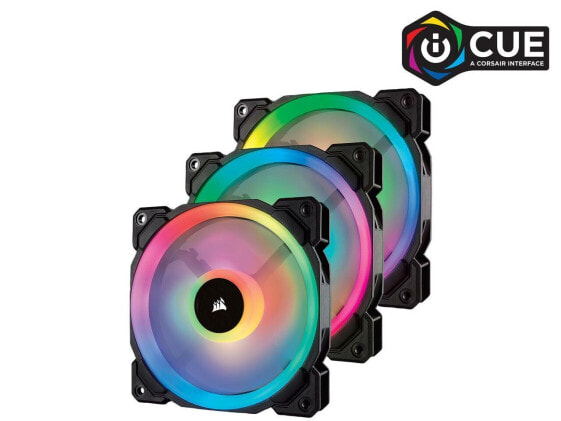 Corsair LL120RGB,120mm Dual Light Loop RGB LED PWM Fan,3Pack w/Lighting Node PRO