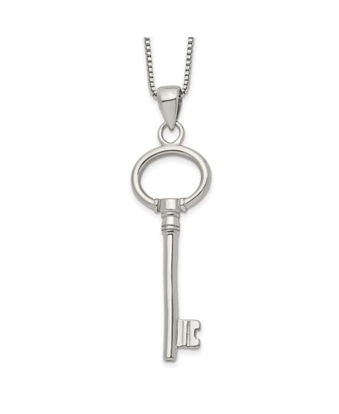 Stainless Steel Polished Key Pendant on a Box Chain Necklace